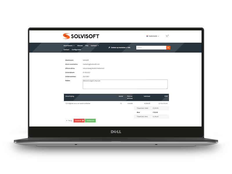 Bestellingen goedkeuren Solvisoft